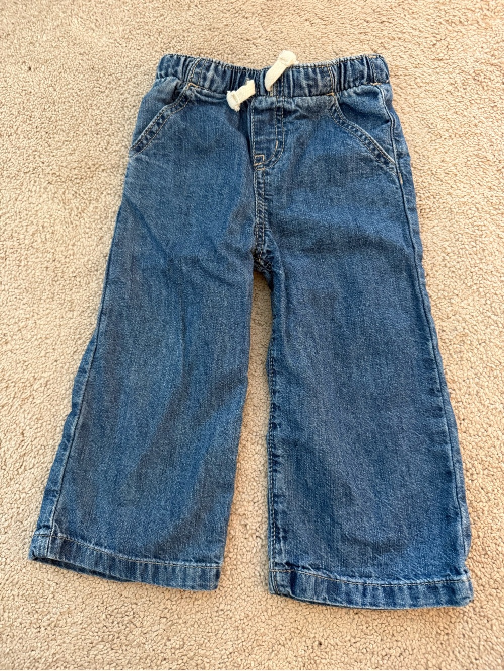 Cat & Jack Dark Blue Elastic Waist Denim Pants with Drawstring